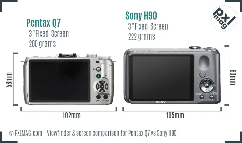 Pentax Q7 vs Sony H90 Screen and Viewfinder comparison