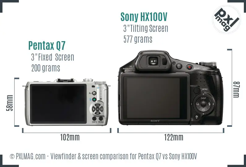 Pentax Q7 vs Sony HX100V Screen and Viewfinder comparison