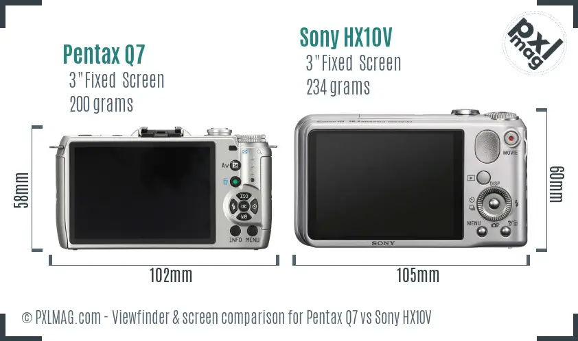 Pentax Q7 vs Sony HX10V Screen and Viewfinder comparison