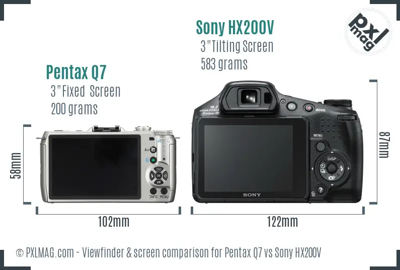 Pentax Q7 vs Sony HX200V Screen and Viewfinder comparison