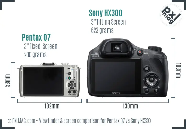 Pentax Q7 vs Sony HX300 Screen and Viewfinder comparison