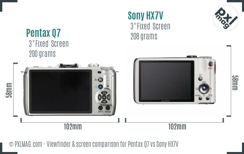 Pentax Q7 vs Sony HX7V Screen and Viewfinder comparison
