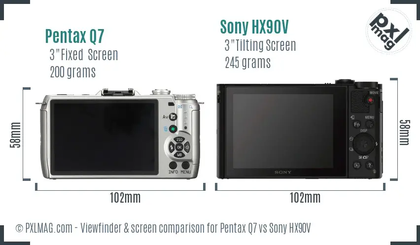 Pentax Q7 vs Sony HX90V Screen and Viewfinder comparison