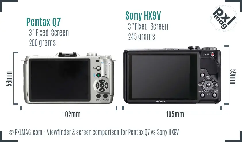 Pentax Q7 vs Sony HX9V Screen and Viewfinder comparison
