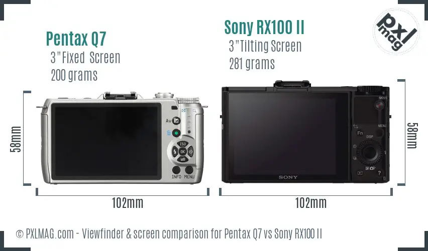 Pentax Q7 vs Sony RX100 II Screen and Viewfinder comparison