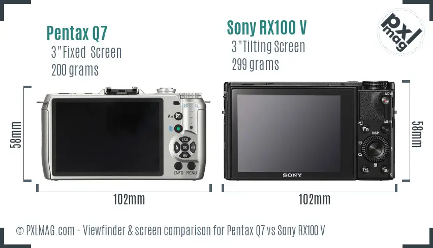 Pentax Q7 vs Sony RX100 V Screen and Viewfinder comparison
