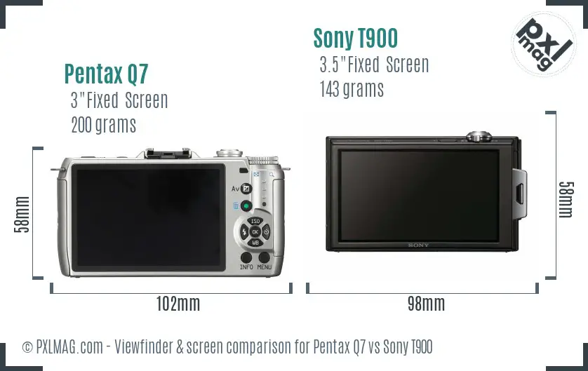 Pentax Q7 vs Sony T900 Screen and Viewfinder comparison
