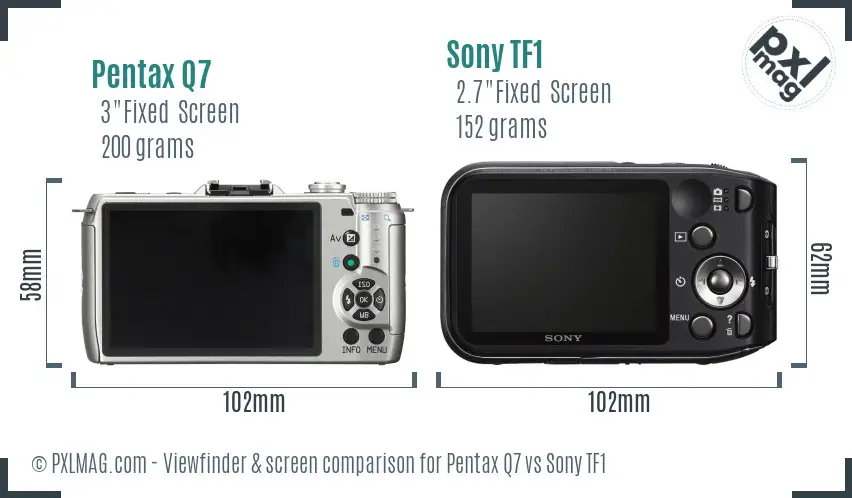 Pentax Q7 vs Sony TF1 Screen and Viewfinder comparison