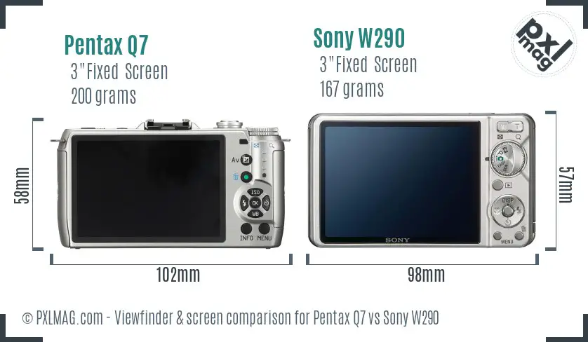 Pentax Q7 vs Sony W290 Screen and Viewfinder comparison Pentax Q7 vs Sony W290 Screen and Viewfinder comparison