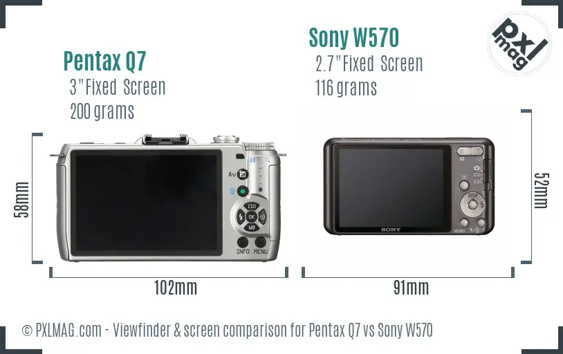 Pentax Q7 vs Sony W570 Screen and Viewfinder comparison