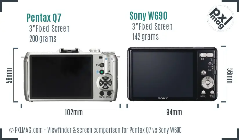Pentax Q7 vs Sony W690 Screen and Viewfinder comparison