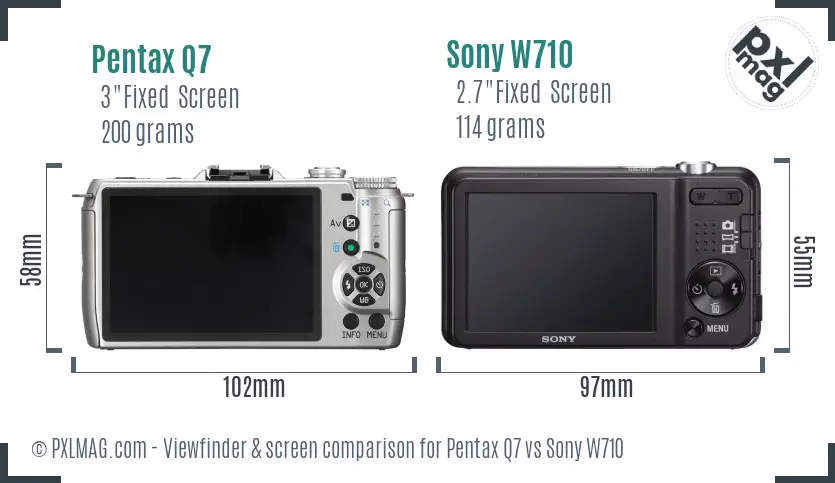 Pentax Q7 vs Sony W710 Screen and Viewfinder comparison