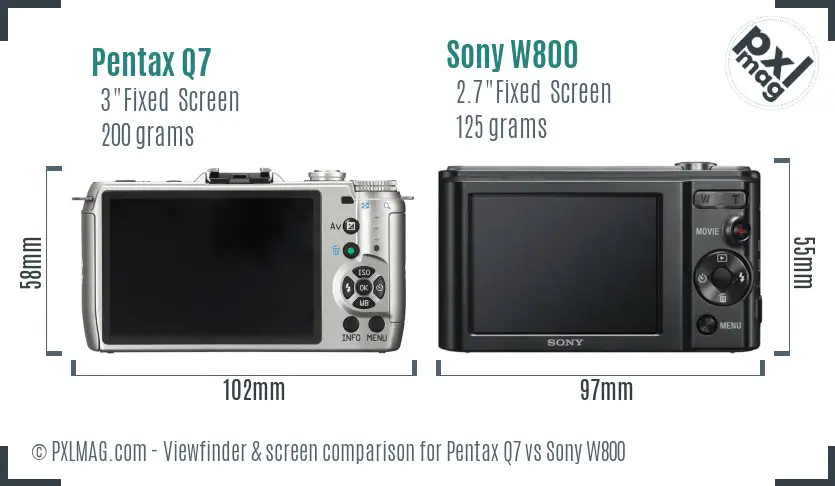 Pentax Q7 vs Sony W800 Screen and Viewfinder comparison