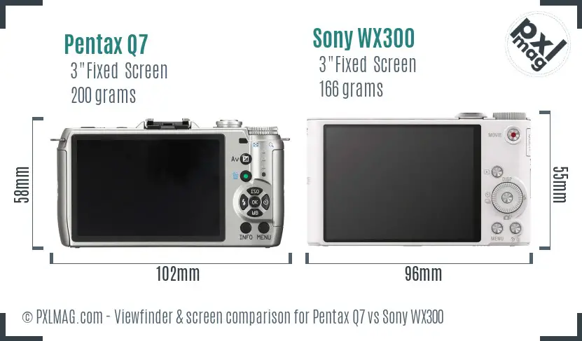 Pentax Q7 vs Sony WX300 Screen and Viewfinder comparison