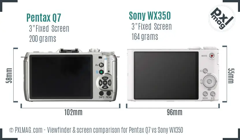 Pentax Q7 vs Sony WX350 Screen and Viewfinder comparison