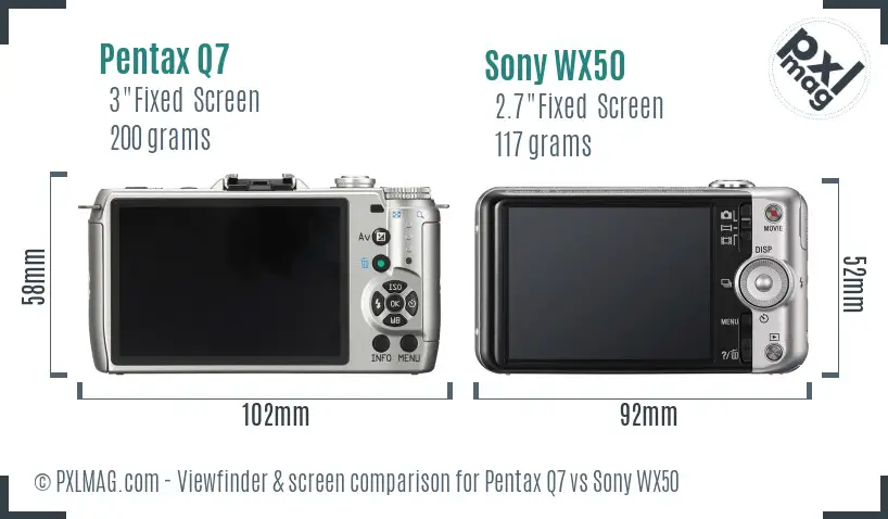 Pentax Q7 vs Sony WX50 Screen and Viewfinder comparison