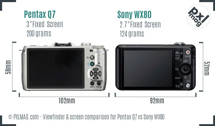 Pentax Q7 vs Sony WX80 Screen and Viewfinder comparison