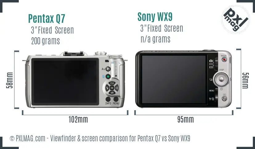 Pentax Q7 vs Sony WX9 Screen and Viewfinder comparison