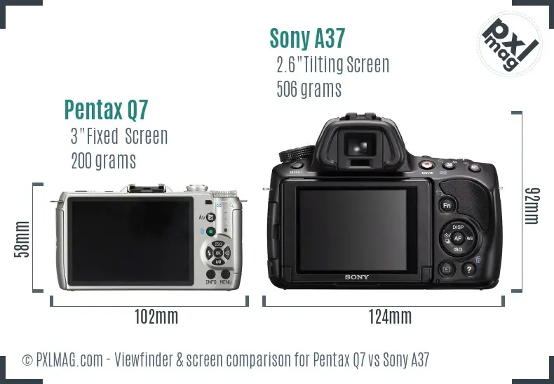 Pentax Q7 vs Sony A37 Screen and Viewfinder comparison