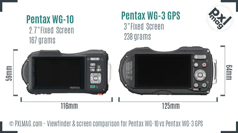 Pentax WG-10 vs Pentax WG-3 GPS Screen and Viewfinder comparison