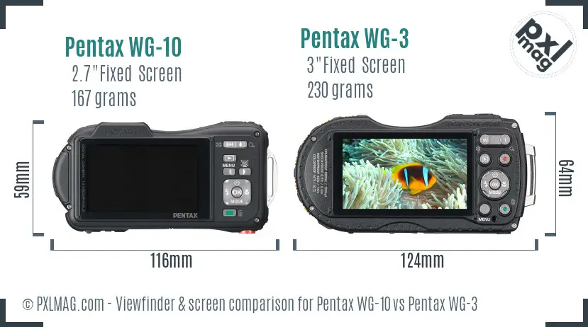 Pentax WG-10 vs Pentax WG-3 Screen and Viewfinder comparison