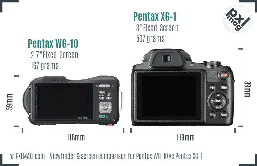 Pentax WG-10 vs Pentax XG-1 Screen and Viewfinder comparison