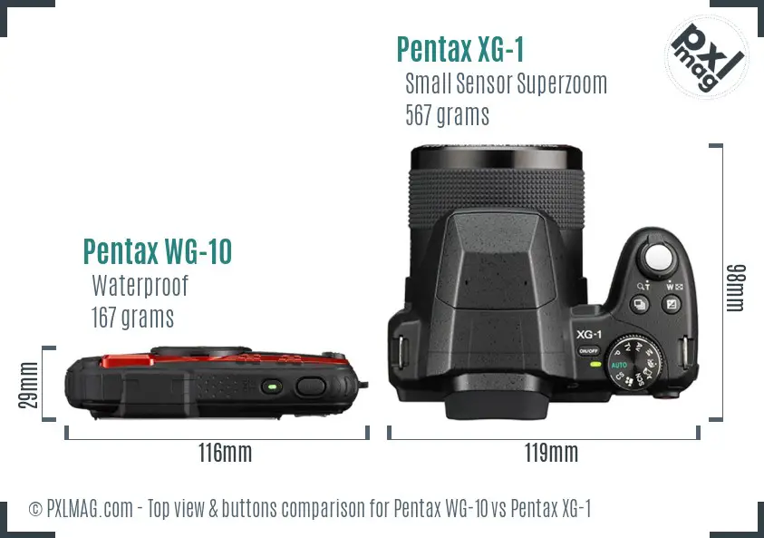 Pentax WG-10 vs Pentax XG-1 top view buttons comparison