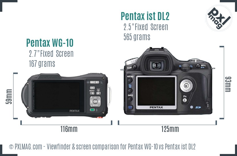 Pentax WG-10 vs Pentax ist DL2 Screen and Viewfinder comparison