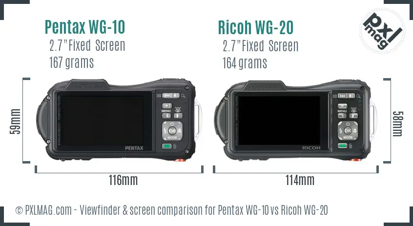 Pentax WG-10 vs Ricoh WG-20 Screen and Viewfinder comparison