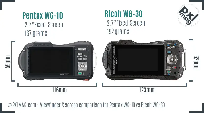 Pentax WG-10 vs Ricoh WG-30 Screen and Viewfinder comparison
