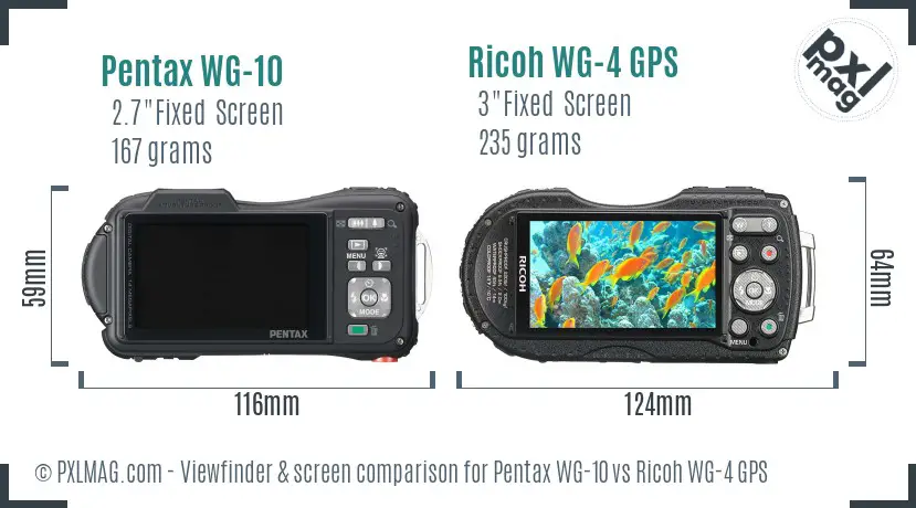 Pentax WG-10 vs Ricoh WG-4 GPS Screen and Viewfinder comparison