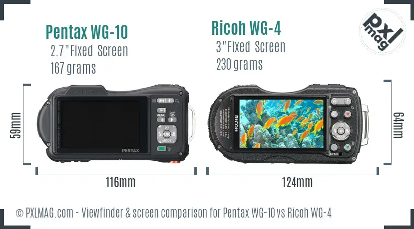 Pentax WG-10 vs Ricoh WG-4 Screen and Viewfinder comparison