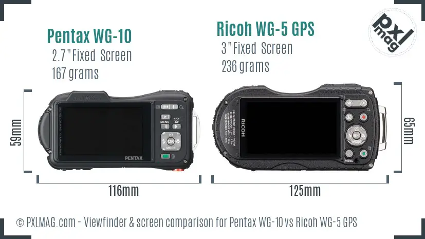 Pentax WG-10 vs Ricoh WG-5 GPS Screen and Viewfinder comparison