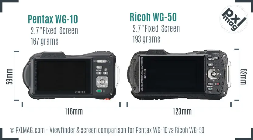 Pentax WG-10 vs Ricoh WG-50 Screen and Viewfinder comparison