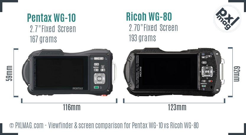 Pentax WG-10 vs Ricoh WG-80 Screen and Viewfinder comparison