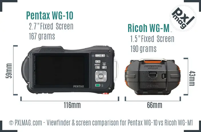 Pentax WG-10 vs Ricoh WG-M1 Screen and Viewfinder comparison