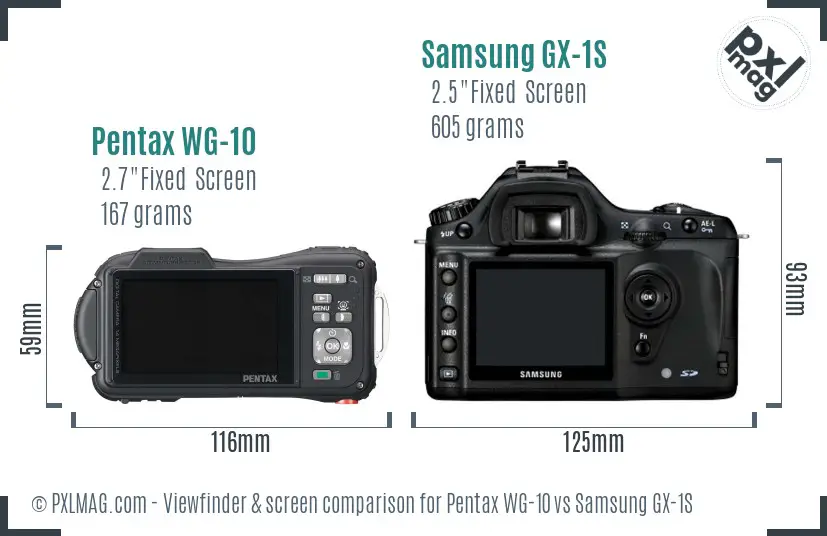 Pentax WG-10 vs Samsung GX-1S Screen and Viewfinder comparison