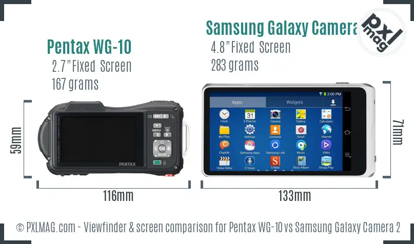 Pentax WG-10 vs Samsung Galaxy Camera 2 Screen and Viewfinder comparison