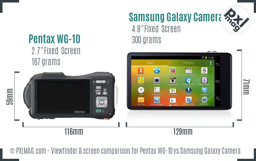 Pentax WG-10 vs Samsung Galaxy Camera Screen and Viewfinder comparison