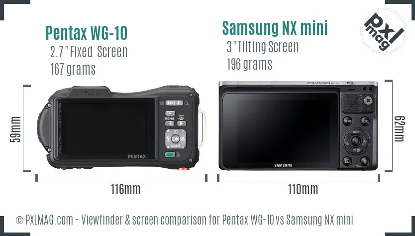 Pentax WG-10 vs Samsung NX mini Screen and Viewfinder comparison