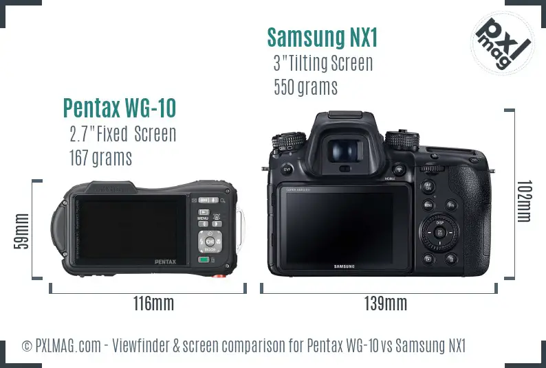 Pentax WG-10 vs Samsung NX1 Screen and Viewfinder comparison