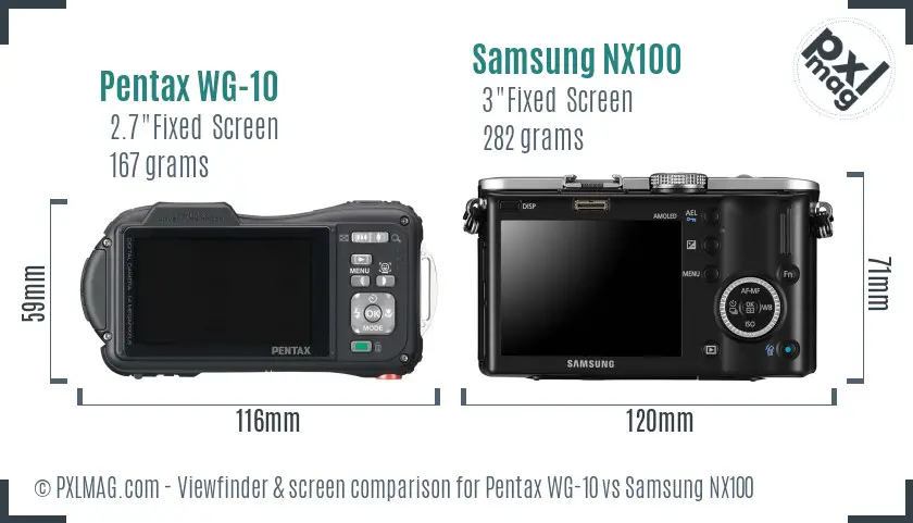 Pentax WG-10 vs Samsung NX100 Screen and Viewfinder comparison