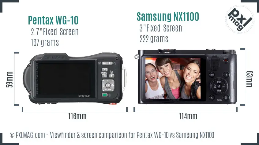 Pentax WG-10 vs Samsung NX1100 Screen and Viewfinder comparison