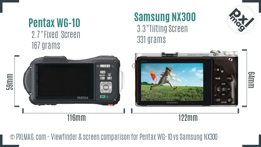 Pentax WG-10 vs Samsung NX300 Screen and Viewfinder comparison