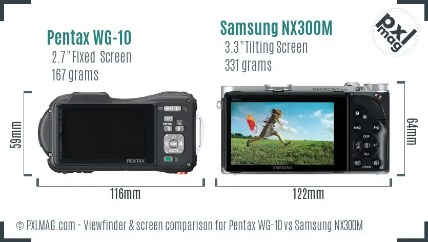 Pentax WG-10 vs Samsung NX300M Screen and Viewfinder comparison