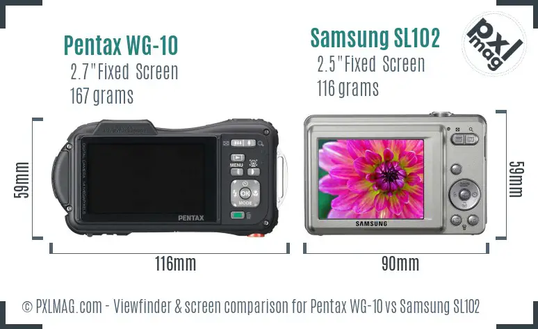 Pentax WG-10 vs Samsung SL102 Screen and Viewfinder comparison