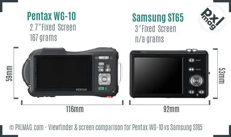 Pentax WG-10 vs Samsung ST65 Screen and Viewfinder comparison Pentax WG-10 vs Samsung ST65 Screen and Viewfinder comparison