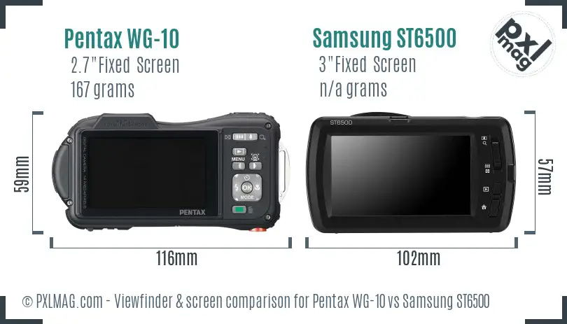 Pentax WG-10 vs Samsung ST6500 Screen and Viewfinder comparison Pentax WG-10 vs Samsung ST6500 Screen and Viewfinder comparison