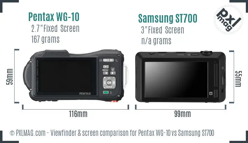 Pentax WG-10 vs Samsung ST700 Screen and Viewfinder comparison