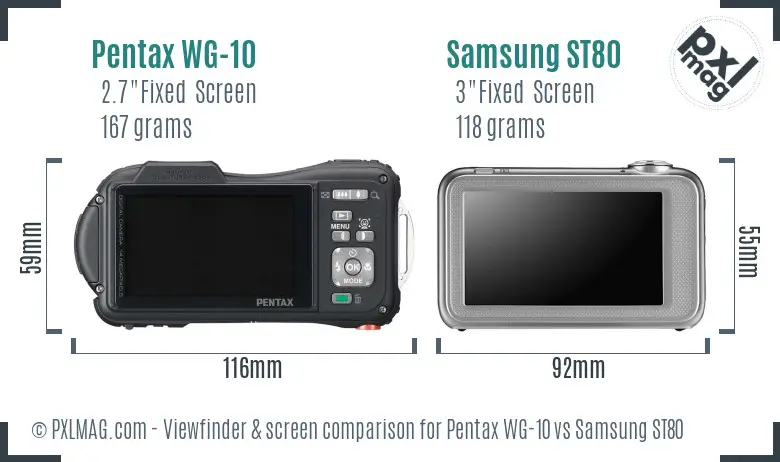 Pentax WG-10 vs Samsung ST80 Screen and Viewfinder comparison